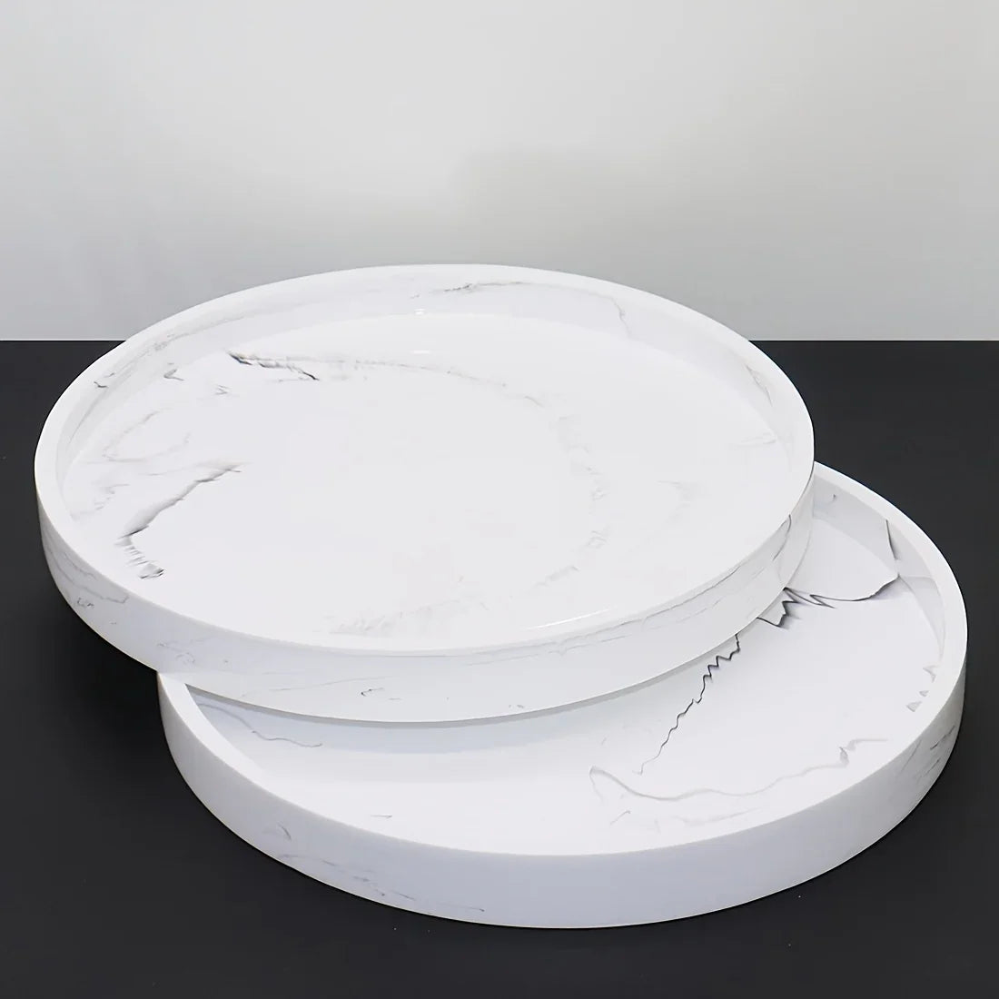 Elegant Black Circular Resin Tray - 27.43cm Hand-polished, Multi-purpose Vanity Organizer for Bathroom,... - House Of Avana