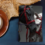 Elegant Horse-themed Aesthetic Leather Notebook - Sheets/160 Pages with Two Horses & Red Halters Design,... - House Of Avana