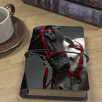 Elegant Horse-themed Aesthetic Leather Notebook - Sheets/160 Pages with Two Horses & Red Halters Design,... - House Of Avana
