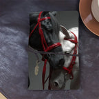 Elegant Horse-themed Aesthetic Leather Notebook - Sheets/160 Pages with Two Horses & Red Halters Design,... - House Of Avana