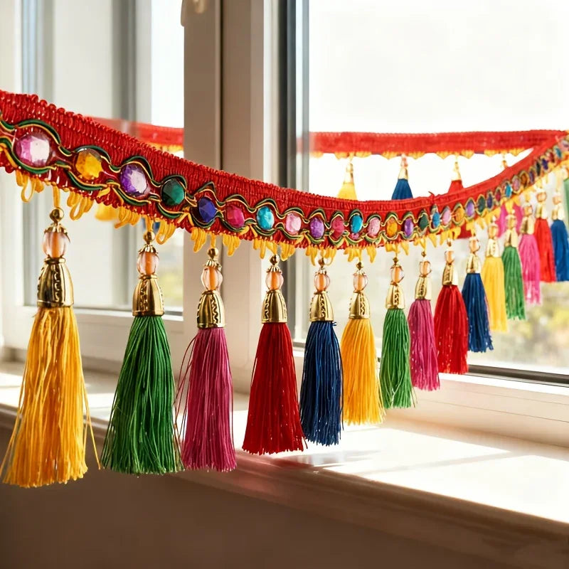 Elegant Lace Fringe Trim with Tassels - Durable Hanging Ribbon for Curtain, Sofa & Table Decor -... - House Of Avana