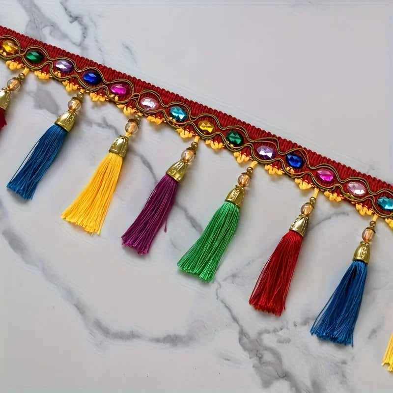 Elegant Lace Fringe Trim with Tassels - Durable Hanging Ribbon for Curtain, Sofa & Table Decor -... - House Of Avana