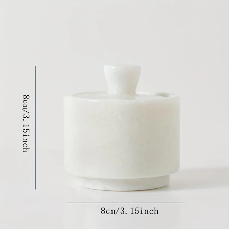 Elegant Marble Salt and Pepper Shaker with Lid - Premium Spice Storage Jar, Kitchen Organizer, Refined... - House Of Avana [[SKU:HOA-KDS-402]]