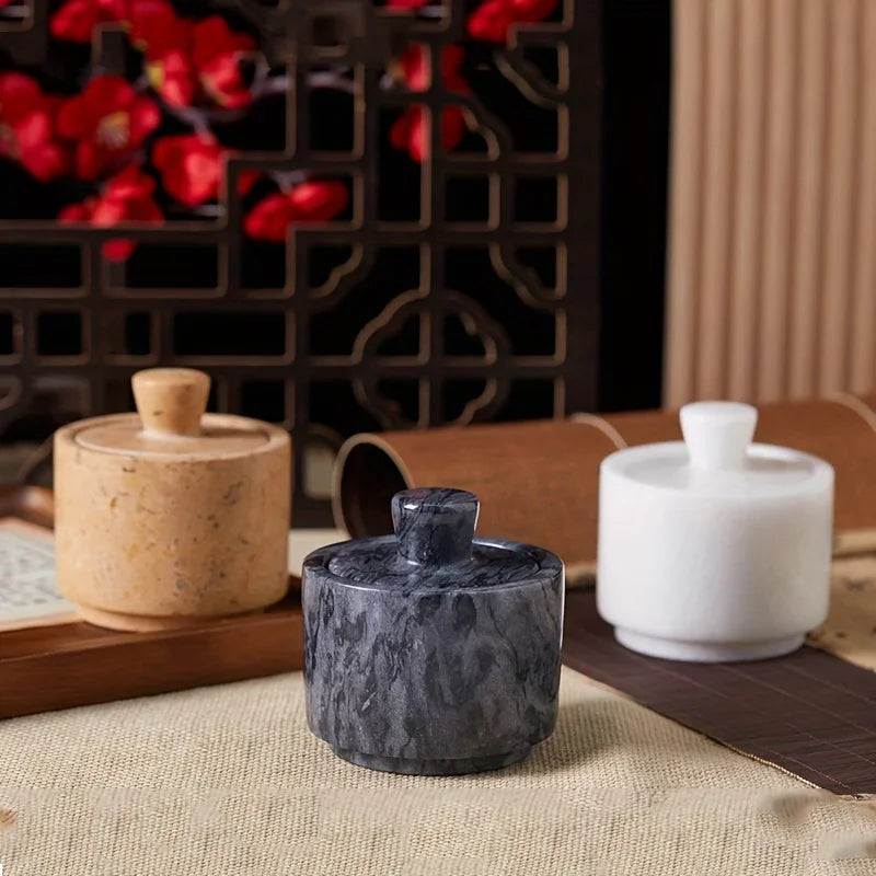 Elegant Marble Salt and Pepper Shaker with Lid - Premium Spice Storage Jar, Kitchen Organizer, Refined... - House Of Avana