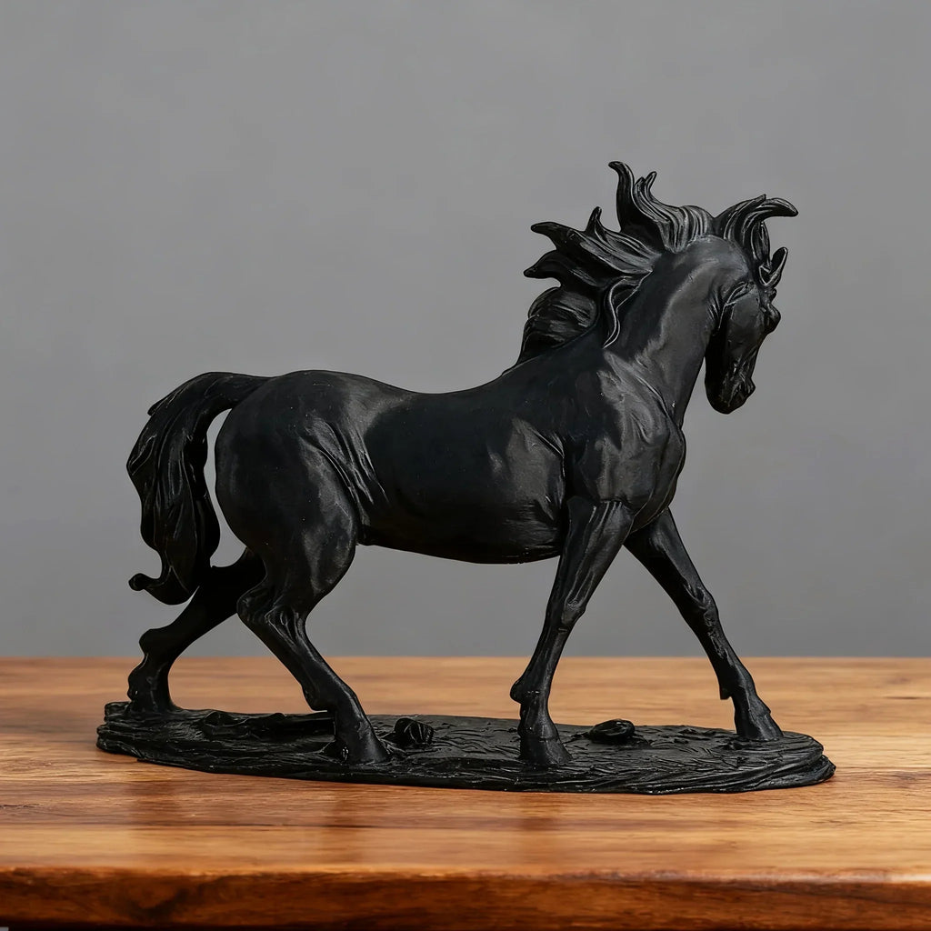 Elegant Walking Horse Statue | Abstract Resin Decor for Living Room, Office Desk, and Wine Cabinet -... - House Of Avana