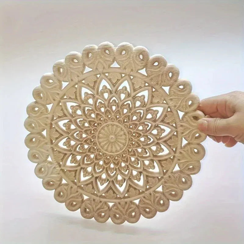 Elegant Wooden Floral Carving Applique - Intricate Design for Wardrobe & Cabinet Doors, Modern Home... - House Of Avana [[SKU:HOA-WRD-400]]