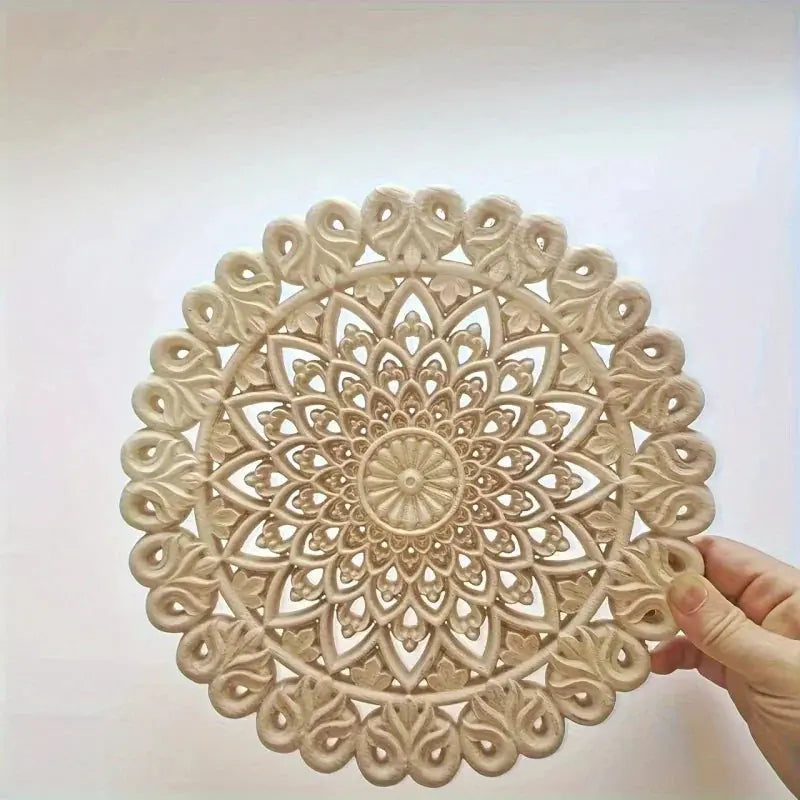 Elegant Wooden Floral Carving Applique - Intricate Design for Wardrobe & Cabinet Doors, Modern Home... - House Of Avana [[SKU:HOA-WRD-400]]