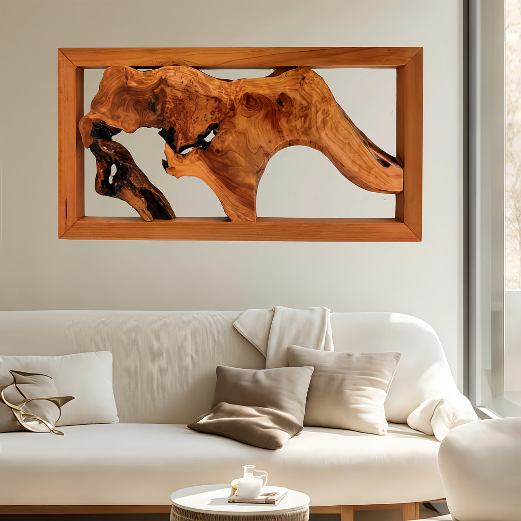 1pc Handcrafted Wood Wall Art - Unique Irregular Shape, Natural Wood Finish, Large Square Frame, Perfect for Living Room, Bedroom, Kitchen, Office Decor - No Electricity Needed, Featherless, Classroom Decor | Natural Wood Art House Of Avana