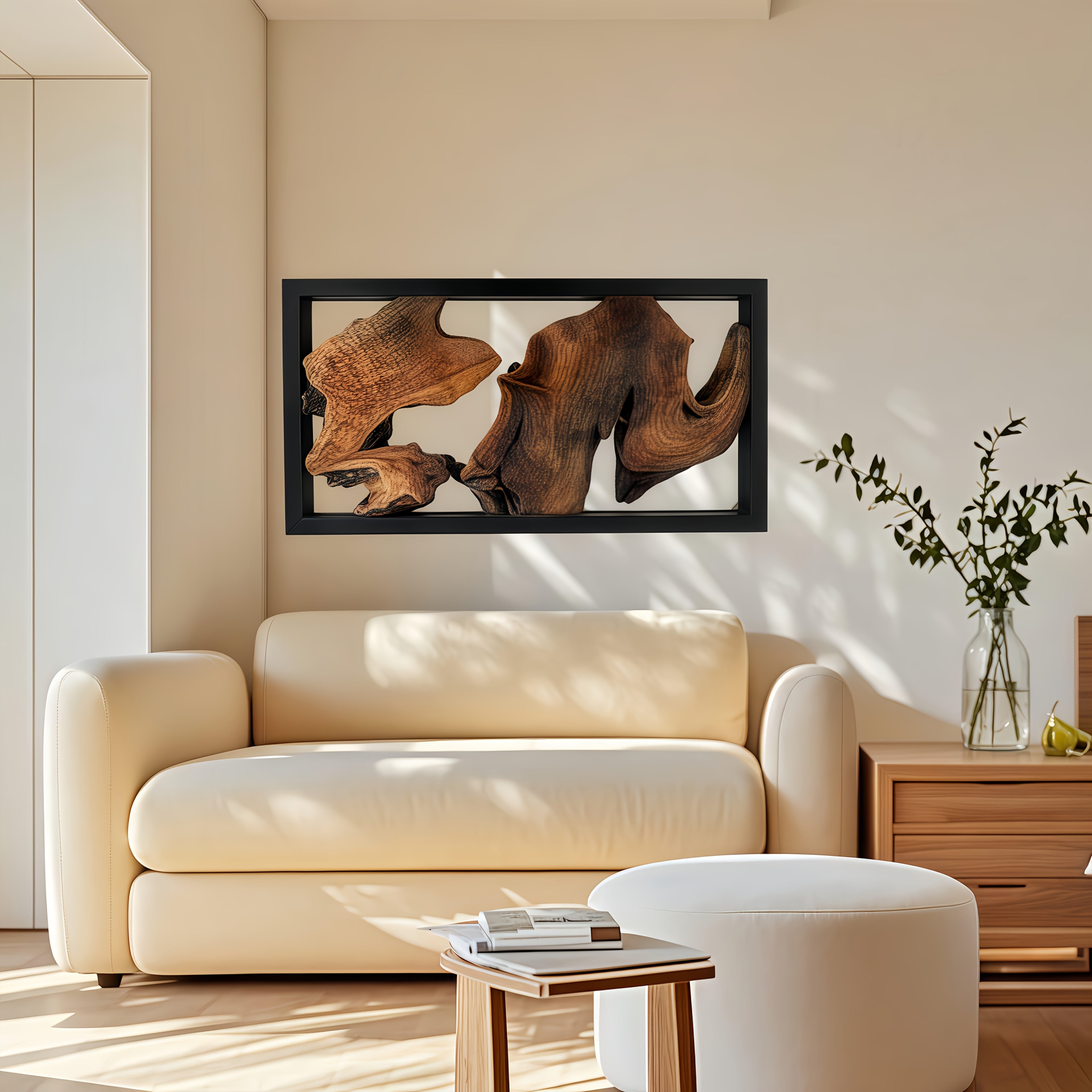 1pc Handcrafted Wood Wall Art - Unique Irregular Shape, Natural Wood Finish, Large Square Frame, Perfect for Living Room, Bedroom, Kitchen, Office Decor - No Electricity Needed, Featherless, Classroom Decor | Natural Wood Art House Of Avana