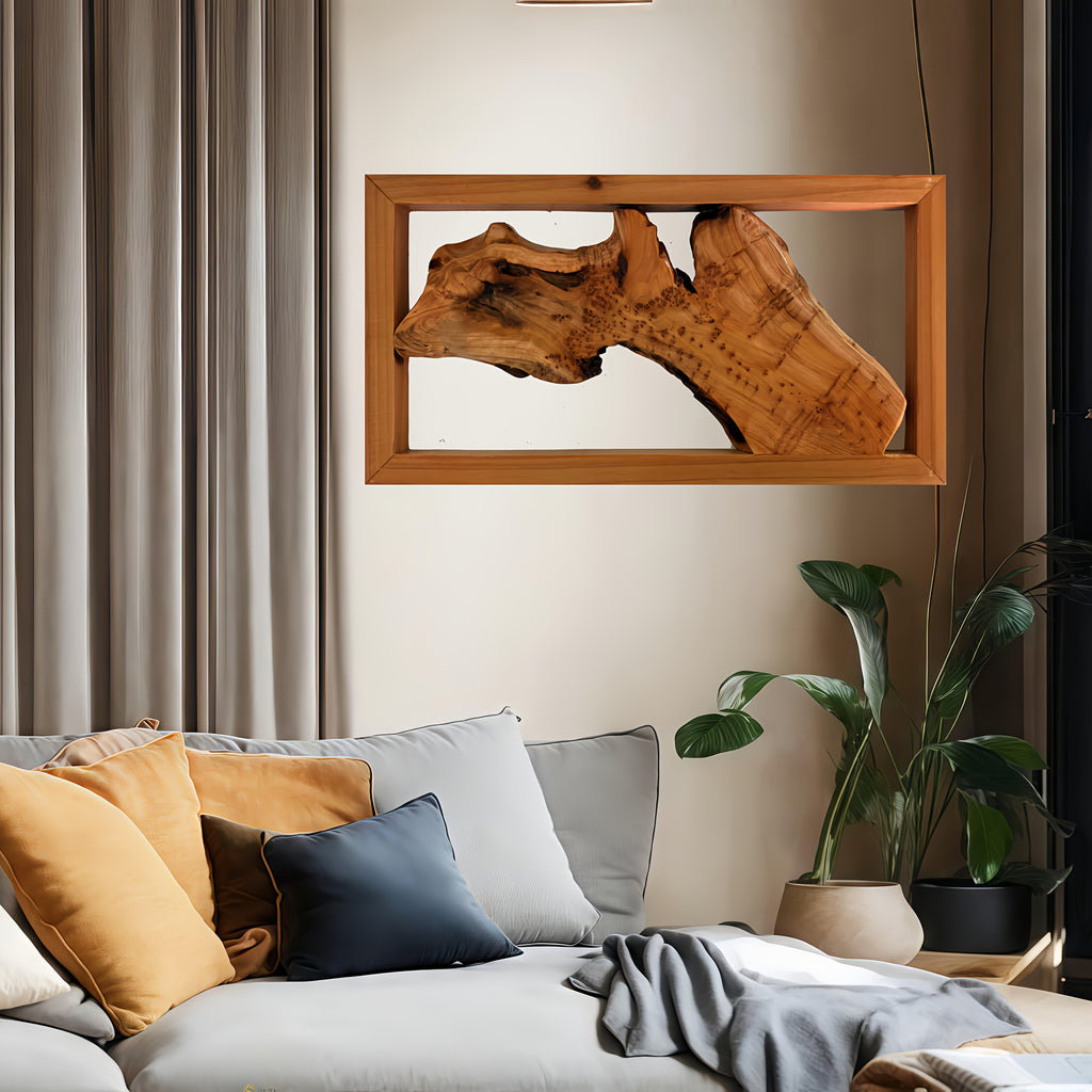 1pc Handcrafted Wood Wall Art - Unique Irregular Shape, Natural Wood Finish, Large Square Frame, Perfect for Living Room, Bedroom, Kitchen, Office Decor - No Electricity Needed, Featherless, Classroom Decor | Natural Wood Art House Of Avana