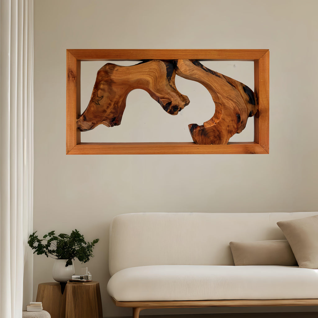 1pc Handcrafted Wood Wall Art - Unique Irregular Shape, Natural Wood Finish, Large Square Frame, Perfect for Living Room, Bedroom, Kitchen, Office Decor - No Electricity Needed, Featherless, Classroom Decor | Natural Wood Art House Of Avana