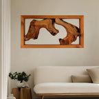 1pc Handcrafted Wood Wall Art - Unique Irregular Shape, Natural Wood Finish, Large Square Frame, Perfect for Living Room, Bedroom, Kitchen, Office Decor - No Electricity Needed, Featherless, Classroom Decor | Natural Wood Art House Of Avana