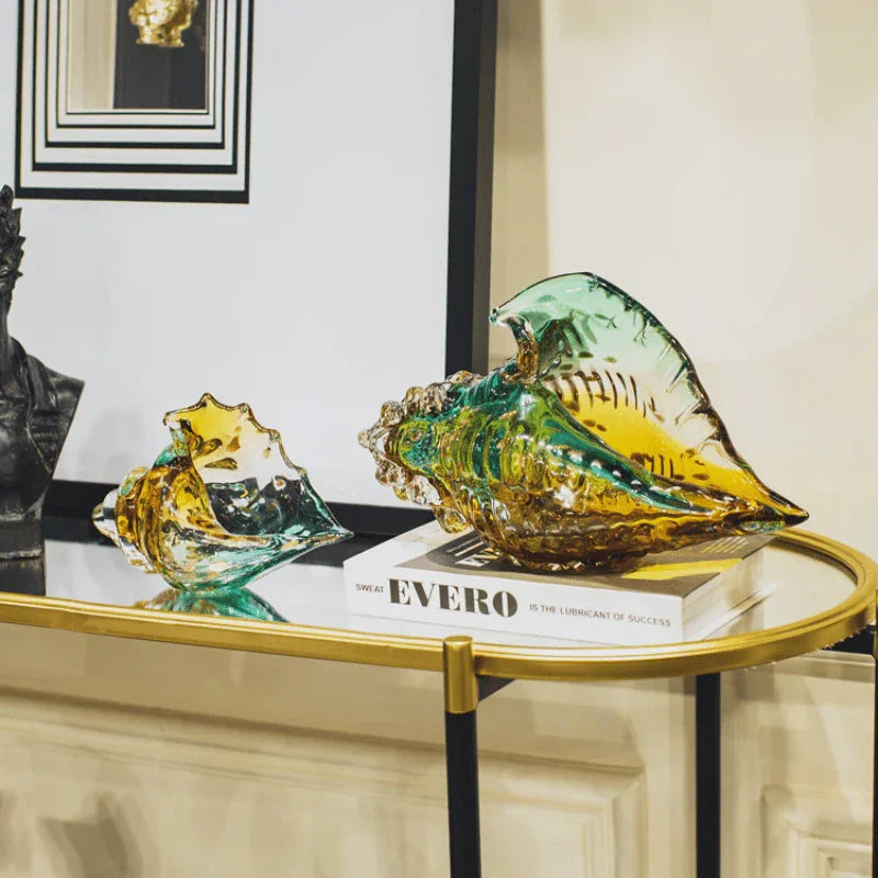 1pc Handmade Glass Conch Art Decoration, Ocean Series Home Decor, Collectible Handmade Art Sculpture, Party Table Centerpiece, Tabletop Candy Dish, for Bookshelf, Dining Table, Entryway, Living Room, Cabinet Helloween Christm House Of Avana