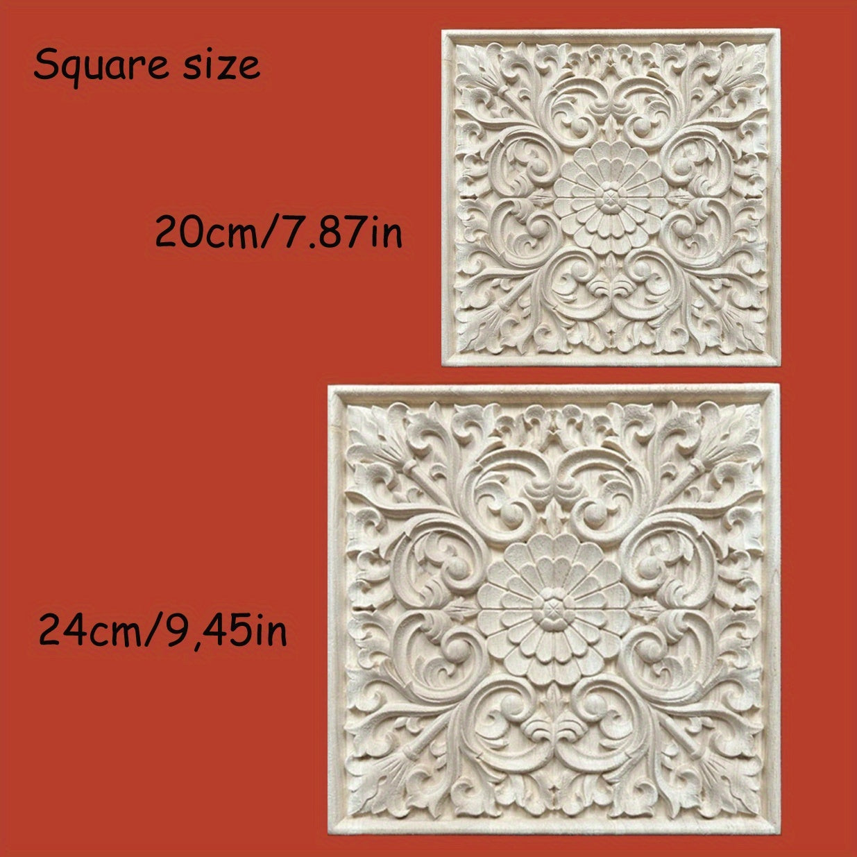 1pc Large Square Rubberwood Carved Wall Art & Tabletop Decor - Floral Relief Design, Solid Wood Single-Sided Embossed Artwork for DIY Painting, Home Decoration, Wood Wall Decor, Intricate Carvings, Detailed Craftsmanship, Cra House Of Avana