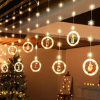 1pc LED Window Curtain Lights with Snowflake, 8 Modes USB Operated Christmas Fairy Lights, 3m/9.8ft LED Hanging Ring Lights with Ornament, Backdrop Light for Bedroom Wedding Party Wall,  Snowflake Lights, Multimode Lights, Ho House Of Avana