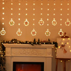 1pc LED Window Curtain Lights with Snowflake, 8 Modes USB Operated Christmas Fairy Lights, 3m/9.8ft LED Hanging Ring Lights with Ornament, Backdrop Light for Bedroom Wedding Party Wall,  Snowflake Lights, Multimode Lights, Ho House Of Avana