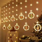 1pc LED Window Curtain Lights with Snowflake, 8 Modes USB Operated Christmas Fairy Lights, 3m/9.8ft LED Hanging Ring Lights with Ornament, Backdrop Light for Bedroom Wedding Party Wall,  Snowflake Lights, Multimode Lights, Ho House Of Avana