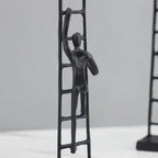 [1pc Metal Art] 1pc Durable Metal Abstract Human Figure Sculpture Art | Character Climbing Stairs Ornament, Indoor Home Decor for Living Room, Office, Bookshelf, TV Cabinet House Of Avana
