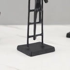 [1pc Metal Art] 1pc Durable Metal Abstract Human Figure Sculpture Art | Character Climbing Stairs Ornament, Indoor Home Decor for Living Room, Office, Bookshelf, TV Cabinet House Of Avana