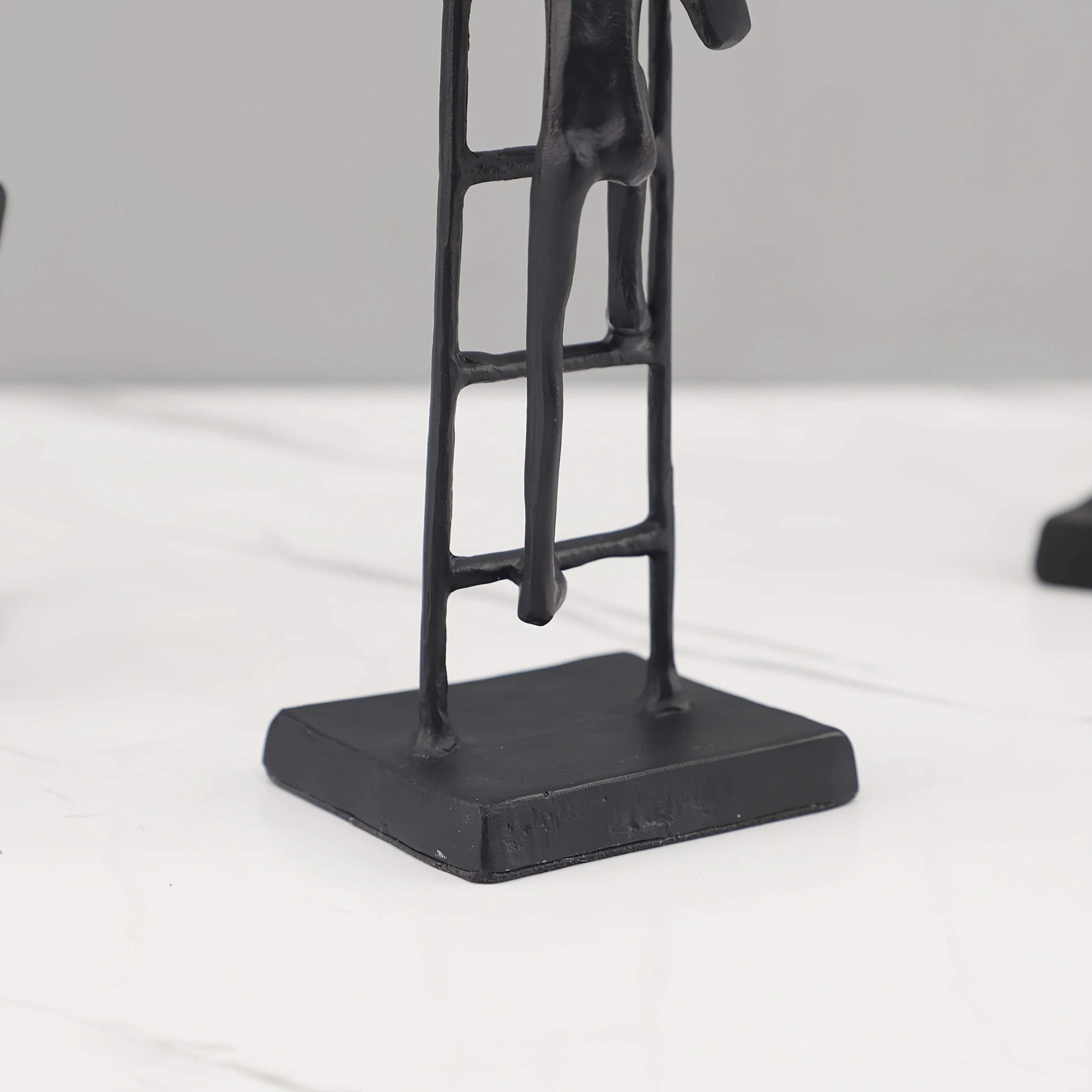 [1pc Metal Art] 1pc Durable Metal Abstract Human Figure Sculpture Art | Character Climbing Stairs Ornament, Indoor Home Decor for Living Room, Office, Bookshelf, TV Cabinet House Of Avana