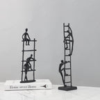 [1pc Metal Art] 1pc Durable Metal Abstract Human Figure Sculpture Art | Character Climbing Stairs Ornament, Indoor Home Decor for Living Room, Office, Bookshelf, TV Cabinet House Of Avana
