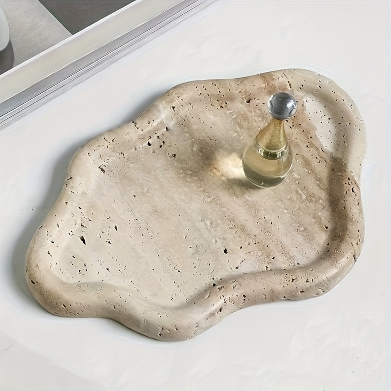 1pc Natural Marble Cloud-Shaped Jewelry and Cosmetic Display Tray - Polished Irregular Decorative Storage Box, Suitable for Home Office Desk, Key Holder, Gift for Her, Office Decoration & Accessories, Bathroom Decor, Elegant House Of Avana