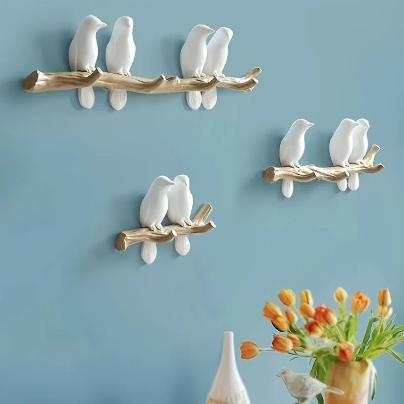 Nordic Bird Design Wall Hook - Stylish Resin Key & Coat Organizer for Entryway, Decorative White Birds... - House Of Avana