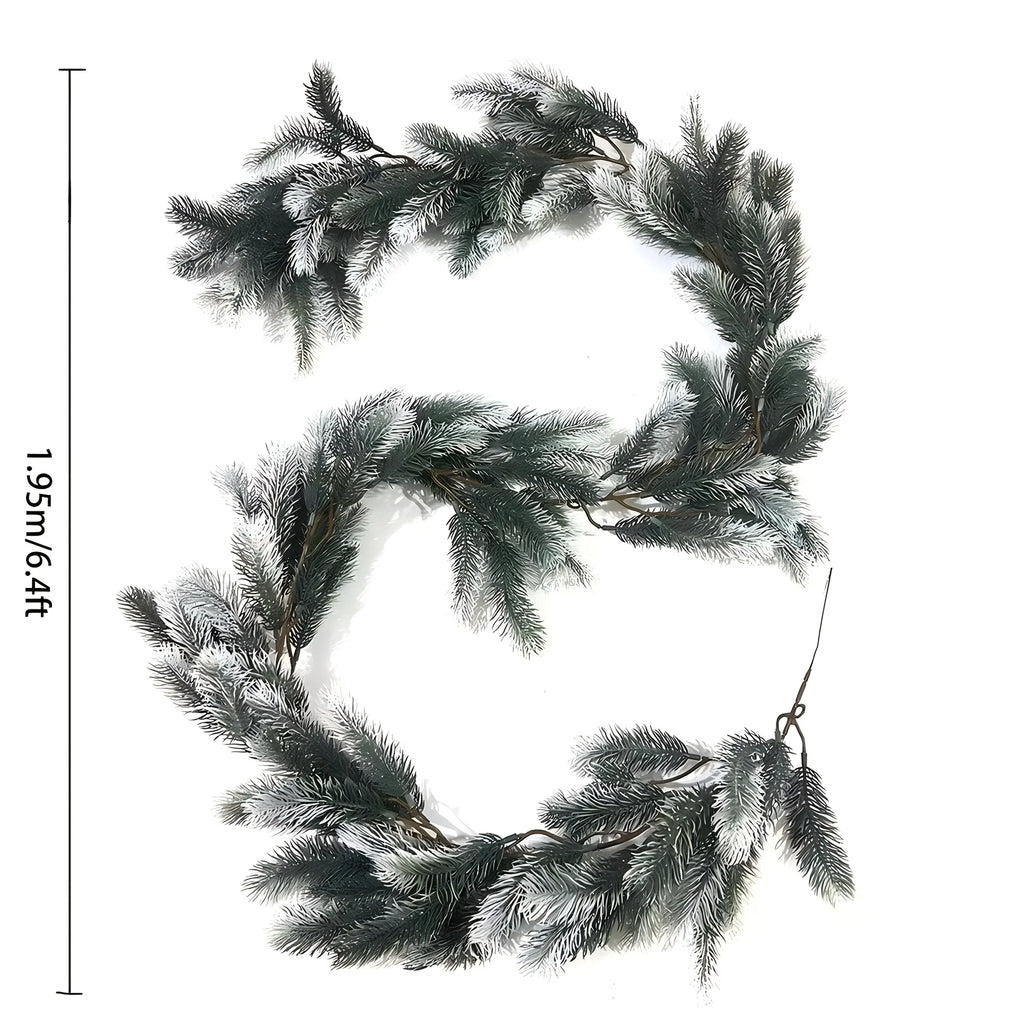 1pc of 6.4ft/195cm Christmas pine wreath made of white rattan, suitable for outdoor or indoor home gardens, artificial green plants, fireplaces, holiday party decorations, artificial pine rings, holiday decorations, and Chris House Of Avana