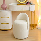 , Round Dressing Stool, Curved Backrest, Comfortable and Soft, Modern Bedroom Dressing Chair, Suitable... - House Of Avana