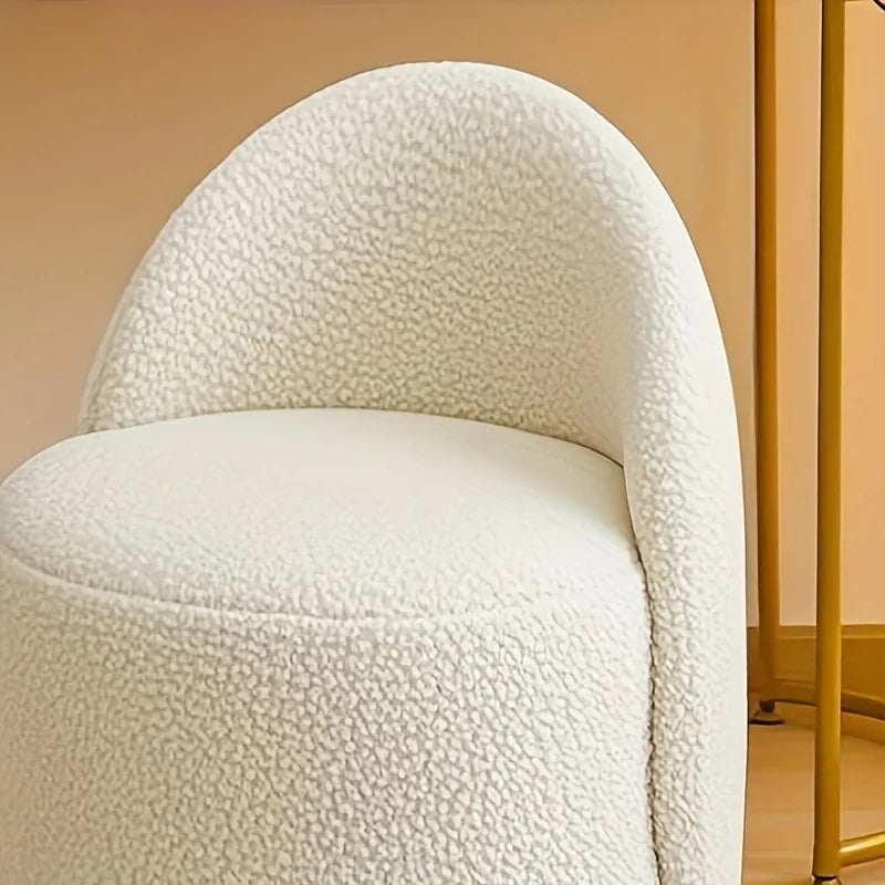 , Round Dressing Stool, Curved Backrest, Comfortable and Soft, Modern Bedroom Dressing Chair, Suitable... - House Of Avana
