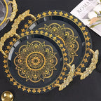 Round Golden Embossed White Tray, Home Fruit Plate, Tea Tray, European Breakfast Tray, Round Wide-edge... - House Of Avana