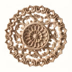 Round Wooden Onlays, 12cm/15cm/20cm/24cm Decorative Wood Appliques, Unpainted Carved Decals Center Decor... - House Of Avana