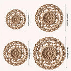 Round Wooden Onlays, 12cm/15cm/20cm/24cm Decorative Wood Appliques, Unpainted Carved Decals Center Decor... - House Of Avana