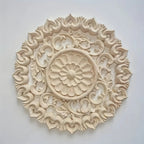 Round Wooden Onlays, 12cm/15cm/20cm/24cm Decorative Wood Appliques, Unpainted Carved Decals Center Decor... - House Of Avana