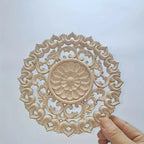 Round Wooden Onlays, 12cm/15cm/20cm/24cm Decorative Wood Appliques, Unpainted Carved Decals Center Decor... - House Of Avana