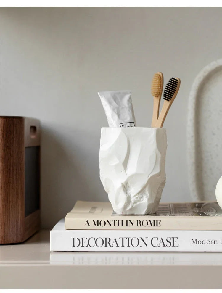 Wabi-sabi Wind Toothbrush Cup Creative Easter Stone Shape Ceramic Wash Cup Toothbrush Cup Nordic Ins... - House Of Avana [[SKU:HOA-BAT-406]]