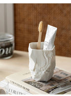 Wabi-sabi Wind Toothbrush Cup Creative Easter Stone Shape Ceramic Wash Cup Toothbrush Cup Nordic Ins... - House Of Avana [[SKU:HOA-BAT-406]]
