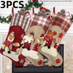 /s Classic Christmas Stocking Set, Polyester Hanging Holiday Decor with Santa, Snowman, Reindeer,... - House Of Avana [[SKU:HOA-SCU-214]]