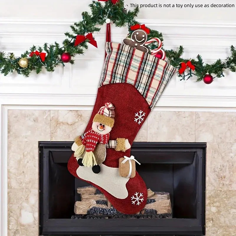 /s Classic Christmas Stocking Set, Polyester Hanging Holiday Decor with Santa, Snowman, Reindeer,... - House Of Avana [[SKU:HOA-SCU-214]]