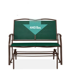 2 Seat Mesh Patio Loveseat Swing Glider Rocker with Armrests in Hunter Green