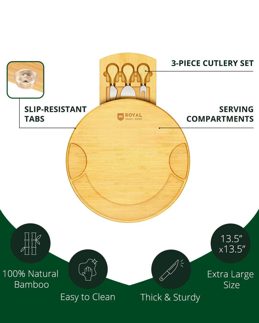 Cheese Board, Round Royal Craft Wood