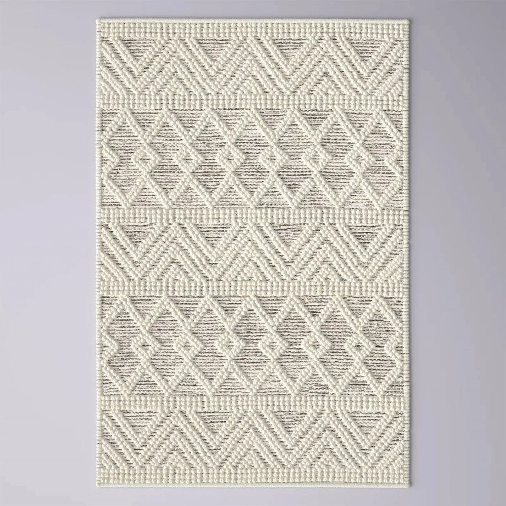 2-ft. x 3-ft. Hand Woven Wool Blend Grey Beige Ivory Persian Style Area Rug