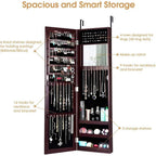 2-in-1 Dark Brown Wall or Door Mounted Jewelry Organizer Full Length Mirror
