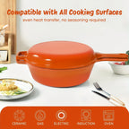 [2-in-1 Cast Iron Skillets] 2-in-1 Enameled Cast Iron Skillets Set | 3QT Dutch Oven + 1.5QT Skillet With Lid For Frying, Baking, Stewing, Grilling, Indoor And Outdoor House Of Avana