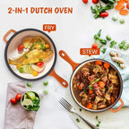 [2-in-1 Cast Iron Skillets] 2-in-1 Enameled Cast Iron Skillets Set | 3QT Dutch Oven + 1.5QT Skillet With Lid For Frying, Baking, Stewing, Grilling, Indoor And Outdoor House Of Avana