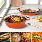 [2-in-1 Cast Iron Skillets] 2-in-1 Enameled Cast Iron Skillets Set | 3QT Dutch Oven + 1.5QT Skillet With Lid For Frying, Baking, Stewing, Grilling, Indoor And Outdoor House Of Avana
