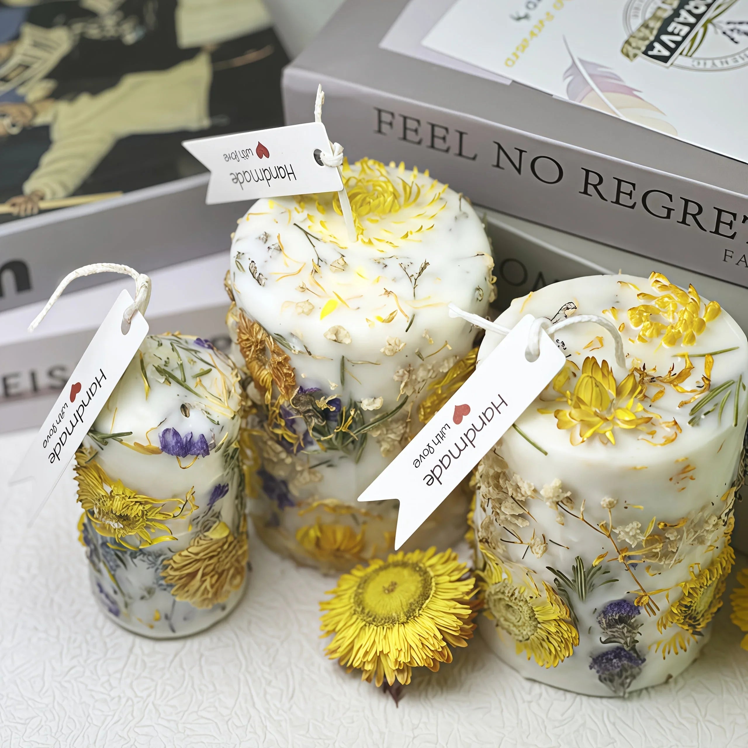 Floraeva 2-Pack Large 18oz (516hr burn time) Handmade Soy Wax Candles - Natural Floral, Long-Lasting Burn Time for Yoga, Meditation, Sleep Aid, Wedding & Home Decor - in Elegant Floral design - Perfect Holiday, Birthday, Hous House Of Avana