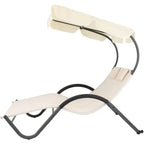 2 Person Off White Outdoor Patio Chaise Lounger Chair Canopy Bed with Pillows