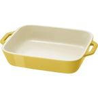 2 Piece Ceramic Stoneware Bakeware Casserole Baking Dish Set in Yellow / Ivory