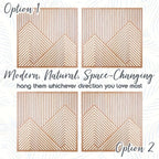 Reclaimed wood mountain wall art, natural brown tone, 2-piece set - House of Avana